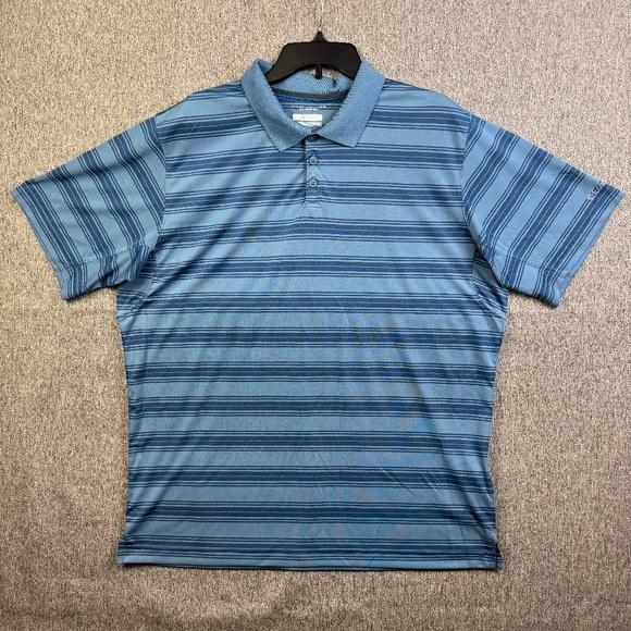 Columbia Blue Striped Polo Shirt Short Sleeve Omni Shade Collared Men's Size XL - Picture 1 of 7